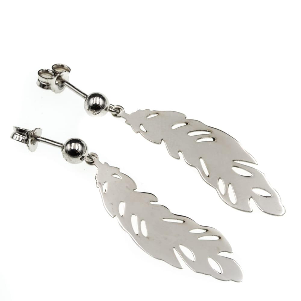 Kolczyki srebrne wiszące liście na sztyfcie SK7441