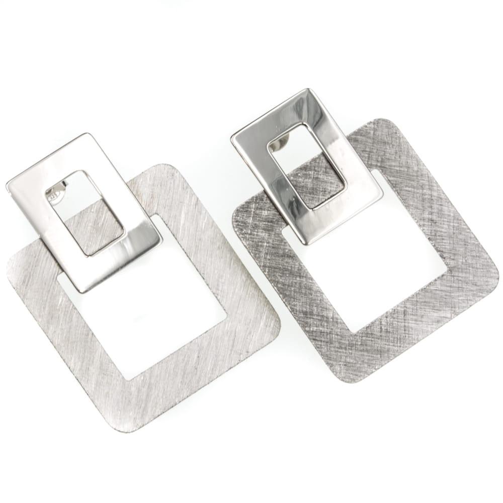 Kolczyki srebrne duże wiszące kwadraty na sztyfcie efektowne SK7992