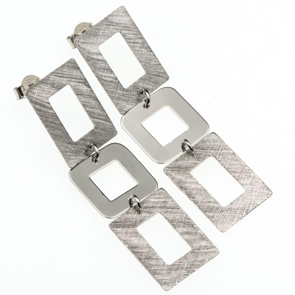 Kolczyki srebrne wiszące kwadraty na sztyfcie modny wzór SK7988