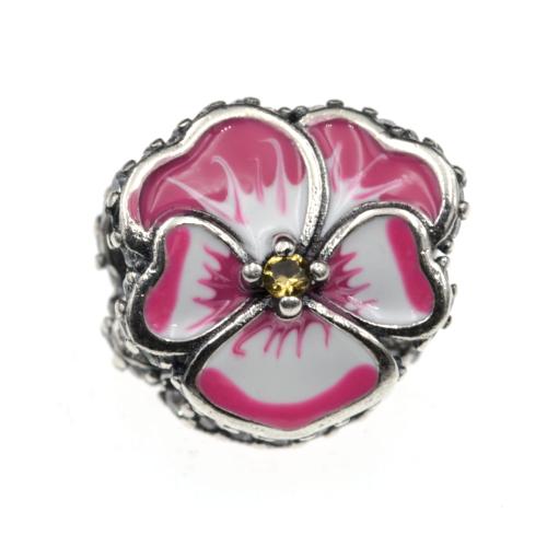 Zawieszka srebrna beads różowy kwiat SZ8042.jpg