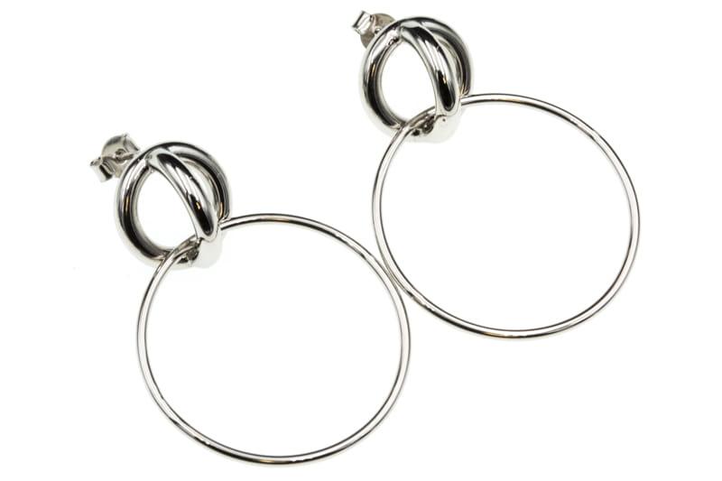 Kolczyki srebrne wiszące koła na sztyfcie modne duże SK7993