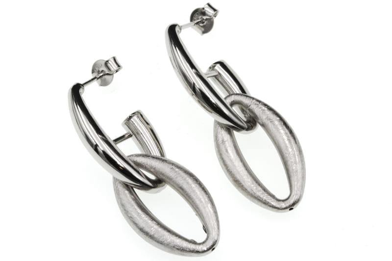 Kolczyki srebrne wiszące owalne ogniwa na sztyfcie SK7984