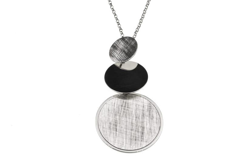 Naszyjnik srebrny wiszące płaskie koła nowoczesny wzór SN8017
