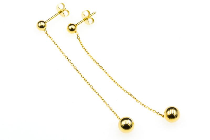 Kolczyki srebrne pozłacane wiszące kuleczki na łańczuszku SK10284