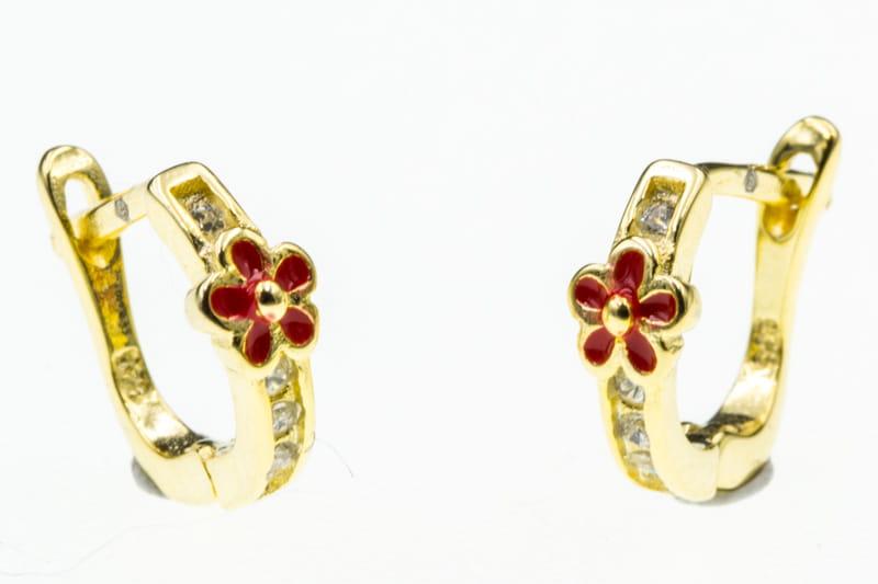 Kolczyki srebrne pozłacane dziecięce z kwiatkiem angielskie zapięcie SK9920