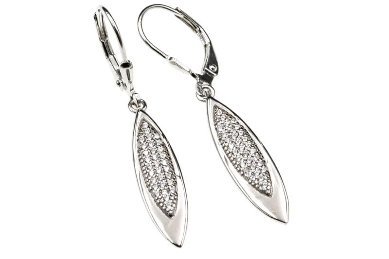 Kolczyki srebrne wiszące łezki z drobnymi cyrkoniami ngielskie zapięcie SK10358