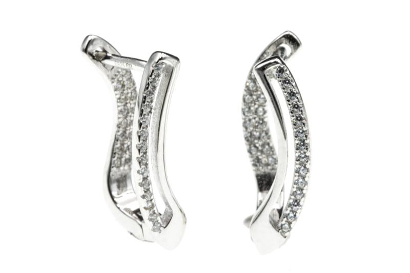 Kolczyki srebrne klasyczne dwie kreseczki angielskie zapięcie damskie SK10513