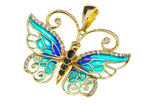 Zawieszka złota motyl niebieski efektowny ZZ12811.jpg