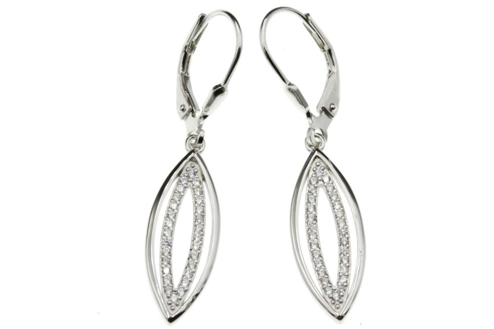 Kolczyki srebrne wiszące z białymi cyrkoniami klasyczne angielskie zapięcie SK12960