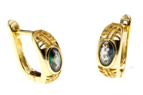 Kolczyki srebrne pozłacane na angielskim zapięciu z cyrkoniami SK12994.jpg