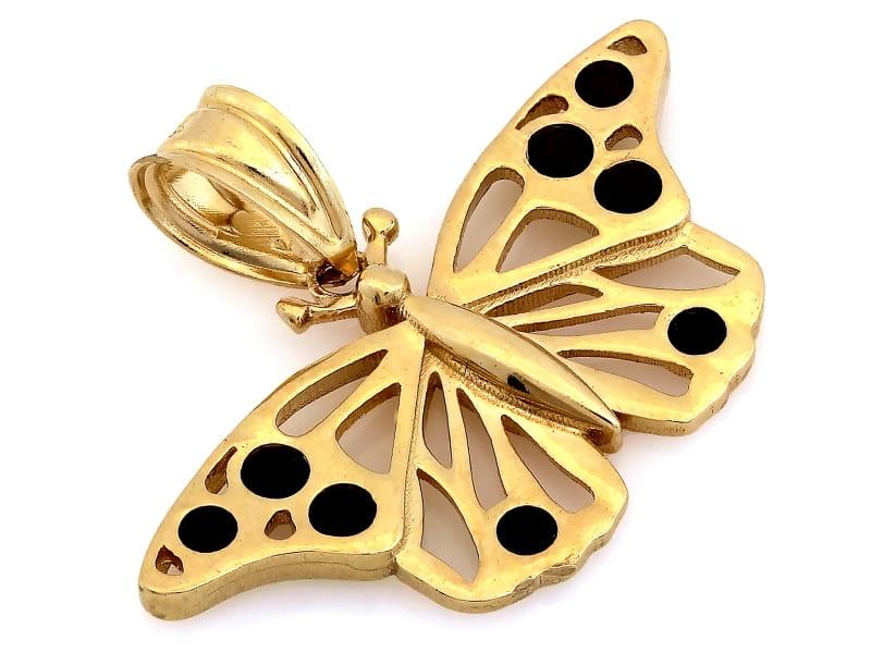 Zawieszka złota motyl z czarnymi cyrkoniami ZZ10727