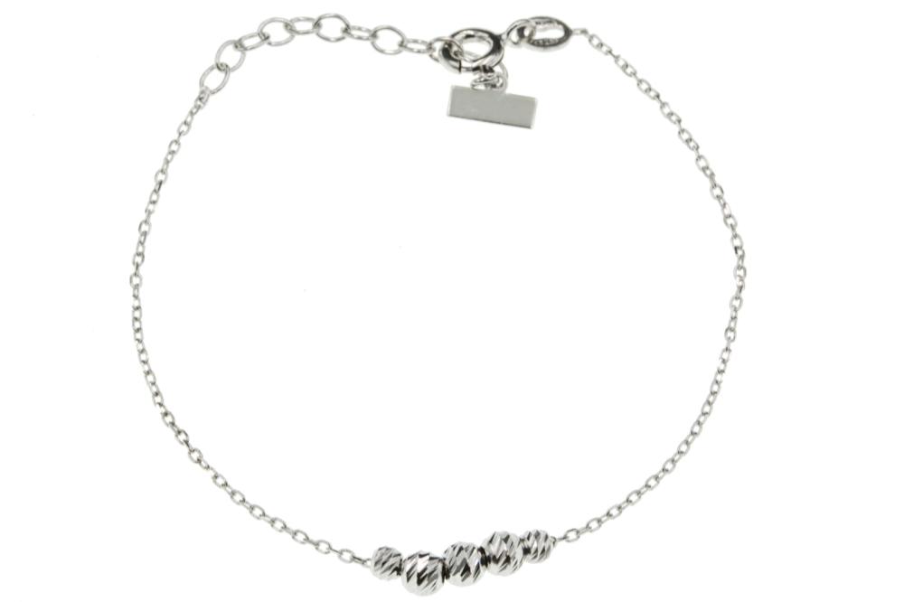 Bransoletka srebrna z diamentowanymi kuleczkami SB12350