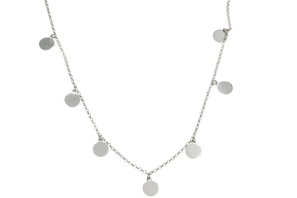 Naszyjnik srebrny z wiszącymi płaskimi kółeczkami SN12234