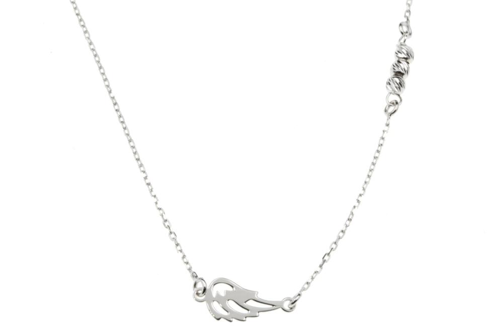 Naszyjnik srebrny ze skrzydełkiem i kuleczkami SN9753