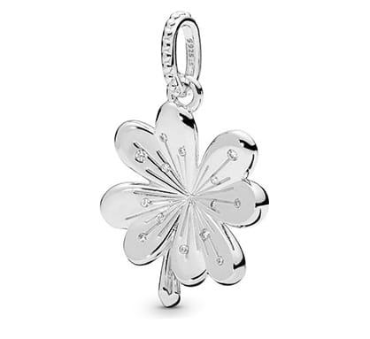 Zawieszka srebrna duża wisząca liść  koralik beads do bransoletki SZ13261