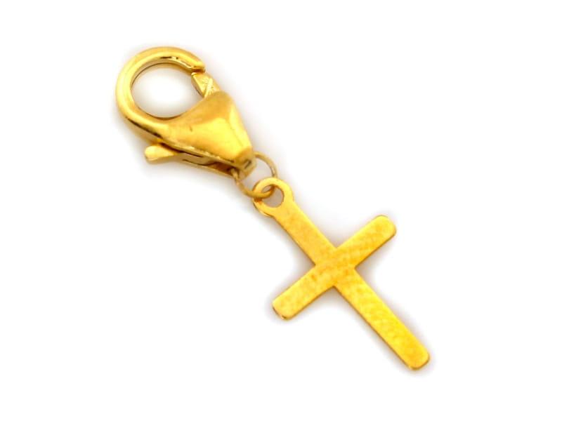 Zawieszka złota krzyżyk z zapięciem do bransoletki ZZ13572