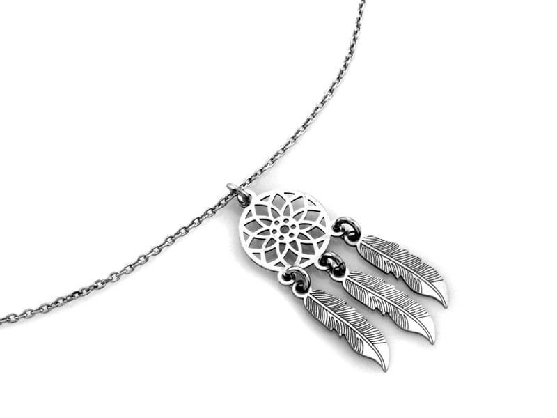 Naszyjnik srebrny łapacz snów SN12203