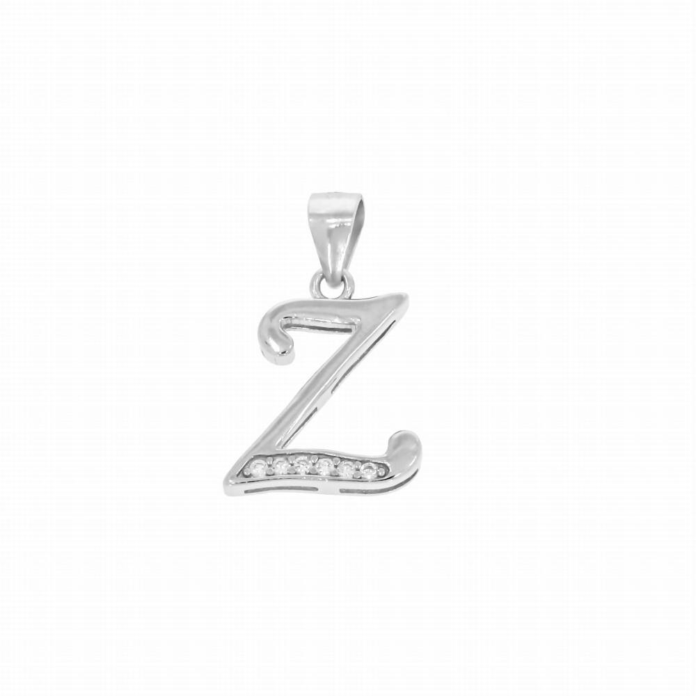 Zawieszka srebrna literka Z z cyrkoniami SZ13539