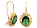 Kolczyki złote 585 14 karat na biglach owalne z zielonymi kamieniami zdobione ZK14470.jpg