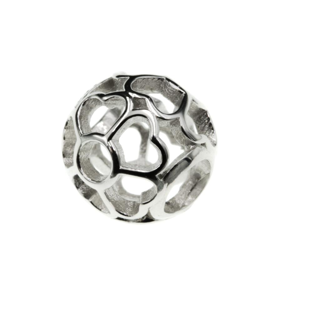 Zawieszka srebrna ażurowa kulka koralik beads do bransoletki SZ12605