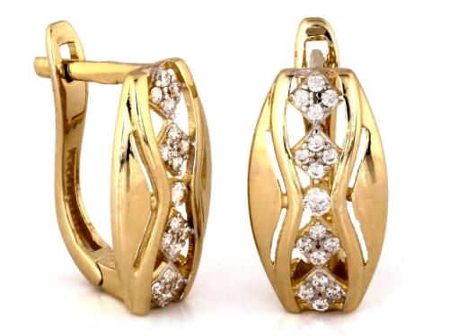 Kolczyki złote 585 14 karat na angielskich zapięciach z cyrkoniami rombami eleganckie ZK10784.jpg