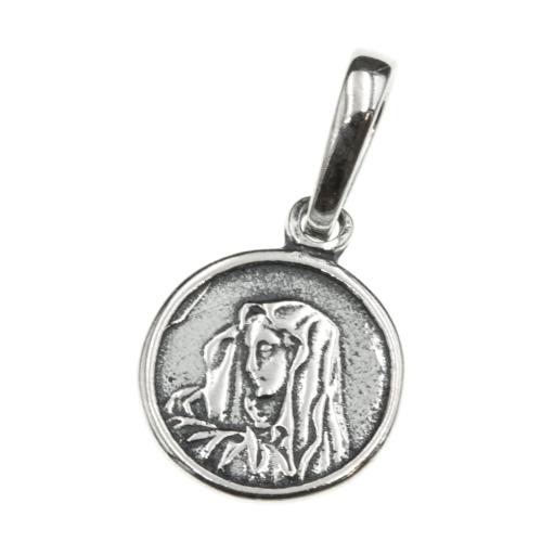 Zawieszka srebrna medalik z Matką Bożą oksydowany SZ13644.jpg