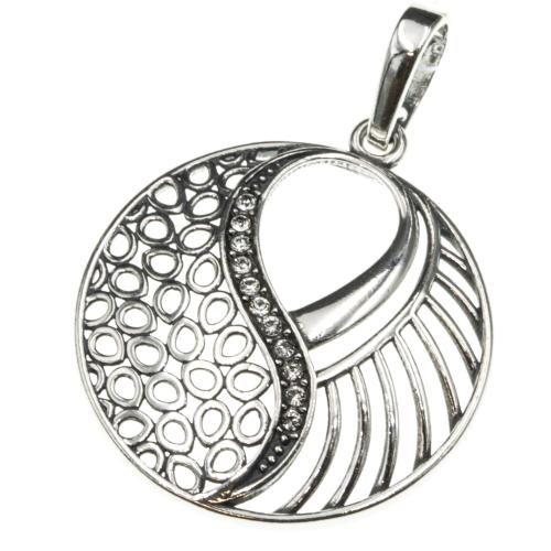 Zawieszka srebrna okrągła duża elegancka z cyrkoniami SZ13375.jpg