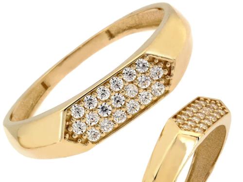 Pierścionek złoty 585 14 karat sygnetowy z cyrkoniami ZP14408.jpg