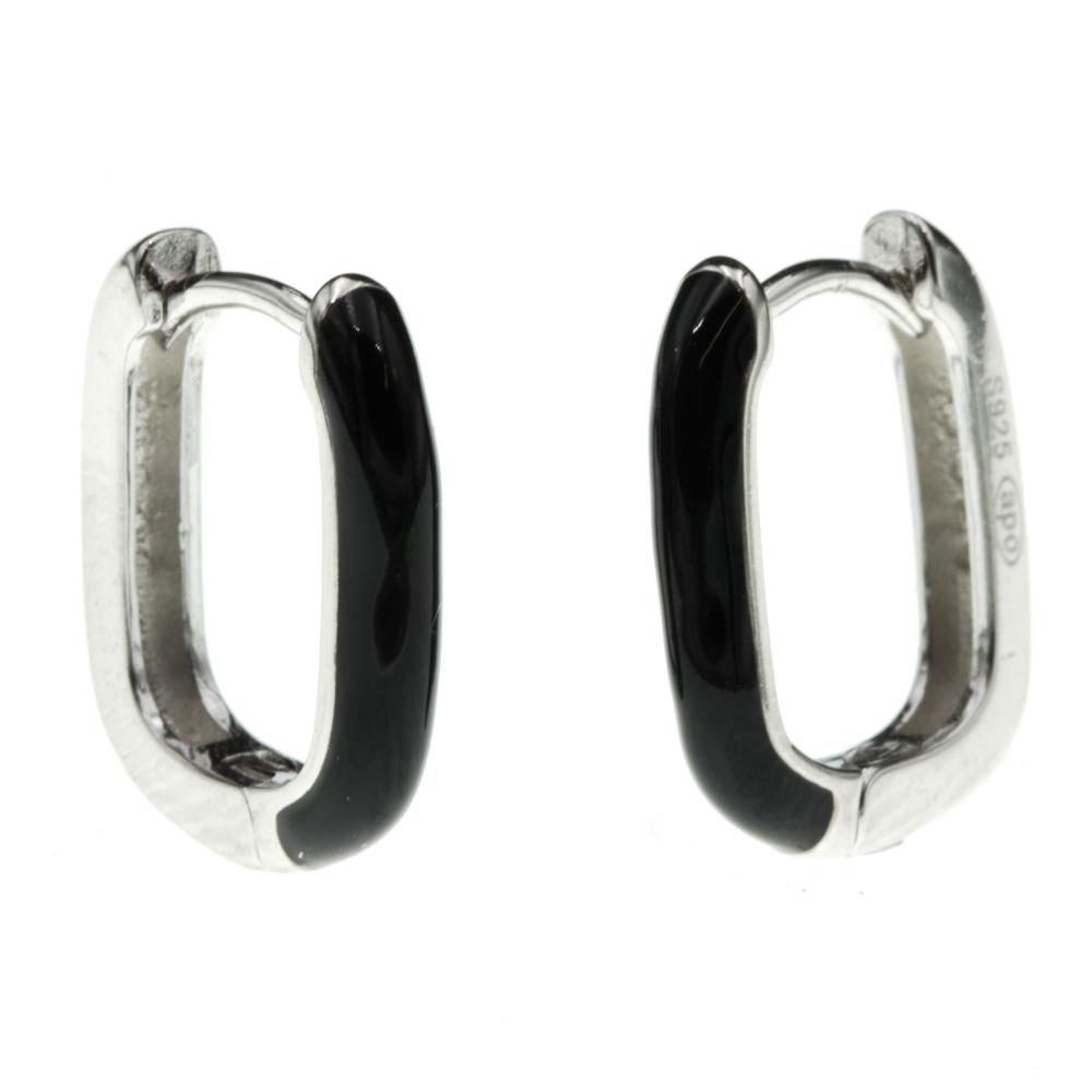 Kolczyki srebrne z czarnym elementem angielskie zapięcie SK14324