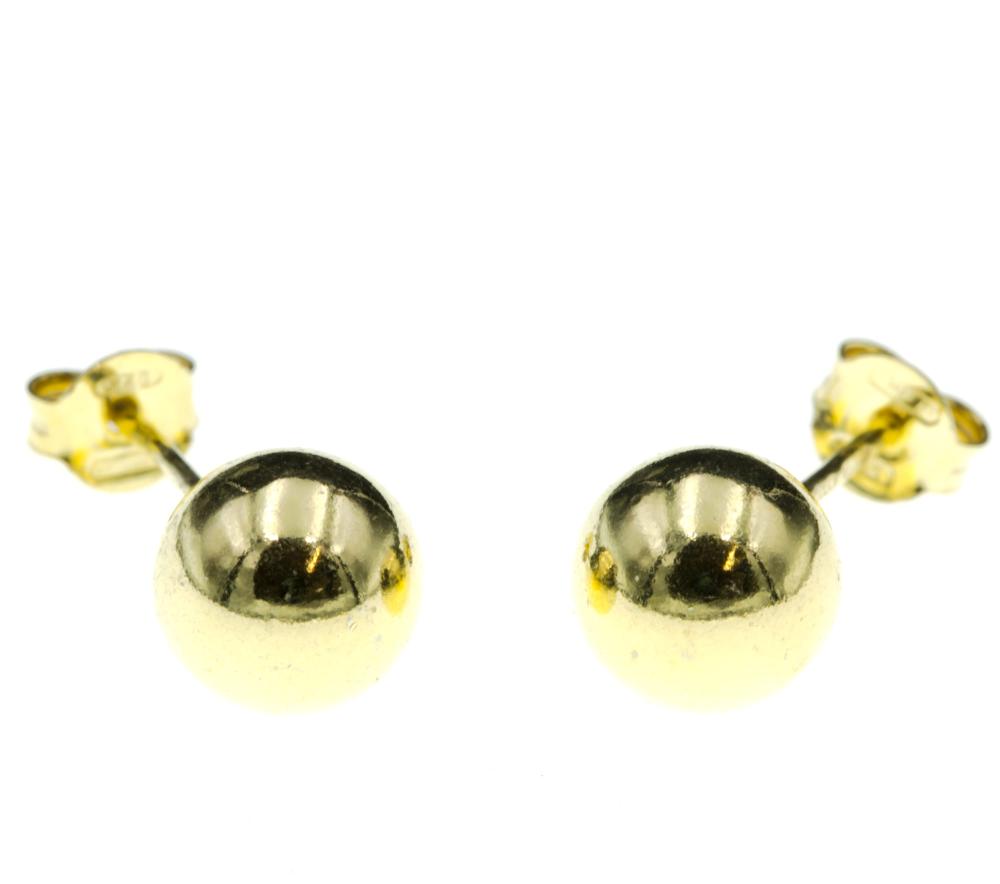 Kolczyki srebrne pozłacane kuleczki na sztyfcie 8mm SK14321