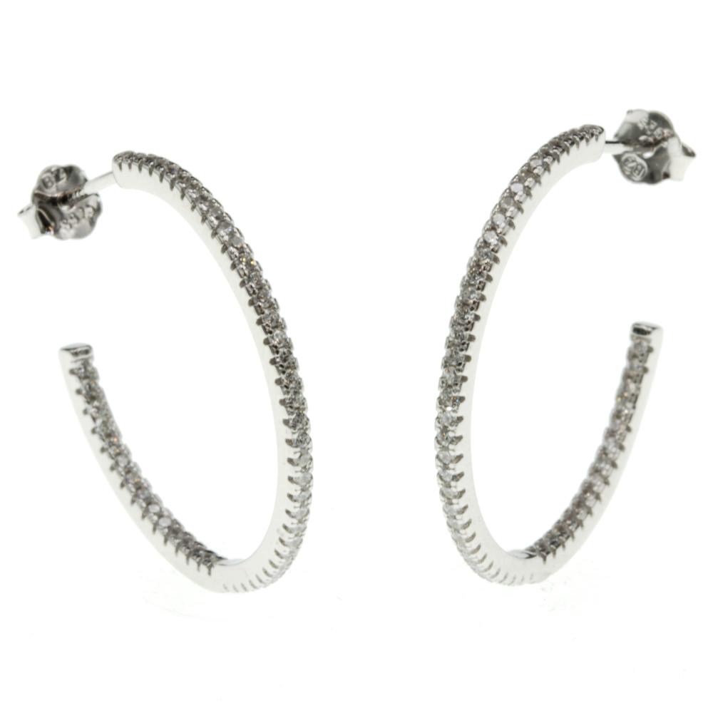 Kolczyki srebrne koła z cyrkoniami 2,5cm na sztyfcie SK13032