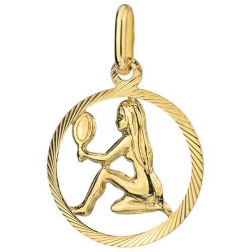 Zawieszka złota 585 14 karat okrągła znak zodiaku panna ZZ14606.jpg
