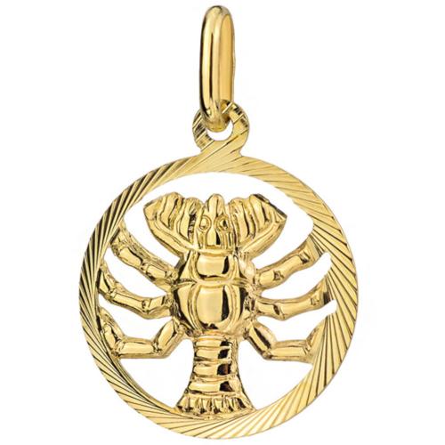 Zawieszka złota 585 14 karat okrągła znak zodiaku rak ZZ14604.jpg