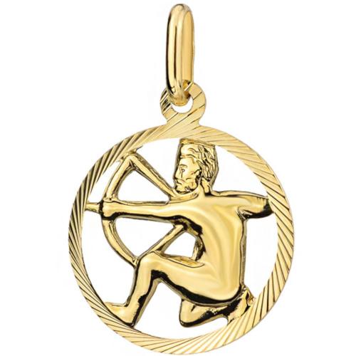 Zawieszka złota 585 14 karat okrągła znak zodiaku strzelec ZZ14602.jpg