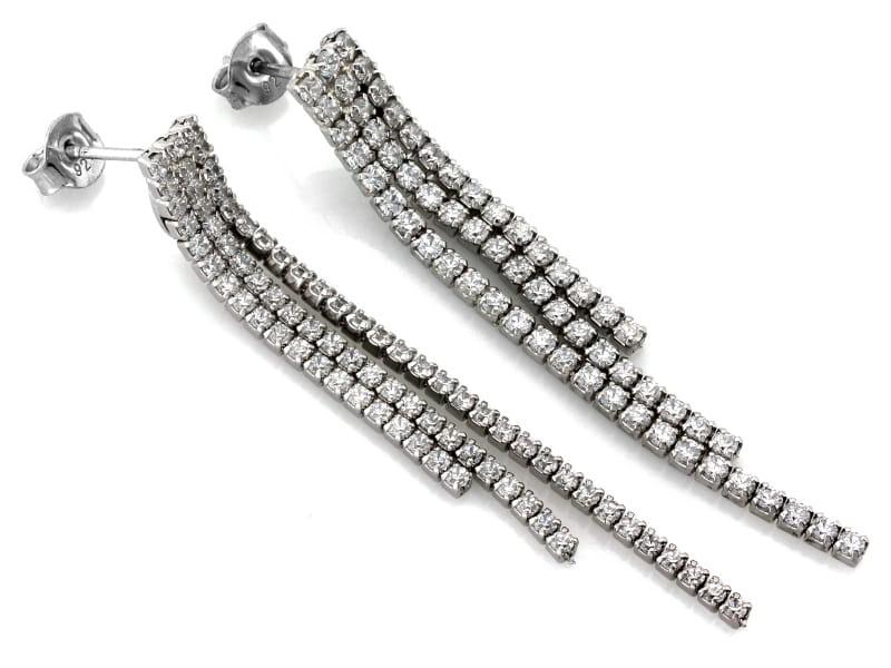 Kolczyki srebrne wiszące trzy sznury z cyrkoniami na sztyfcie idealne na ślub SK14642