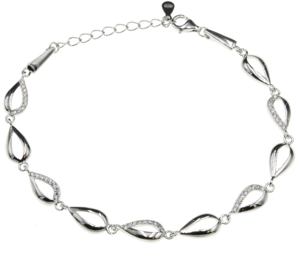 Bransoletka srebrna elementowa łezki SB14306