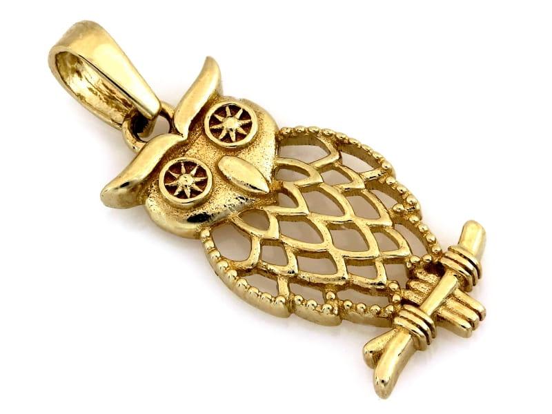 Zawieszka złota sówka sowa ZZ14978