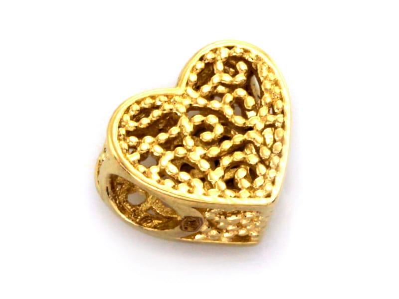 Zawieszka złota ażurowe serce koralik beads do bransoletki ZZ15215