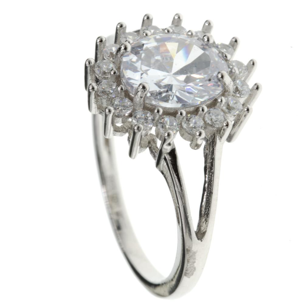 Pierścionek srebrny markiza z białymi cyrkoniami SP14142