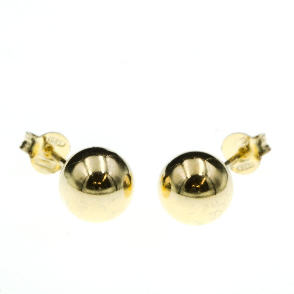 Kolczyki srebrne pozłacane kulki 8mm SK14847