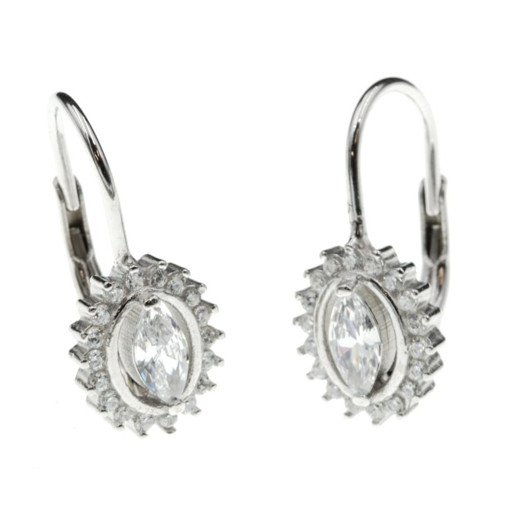 Kolczyki srebrne z białymi cyrkoniami angielskie zapięcie SK14864