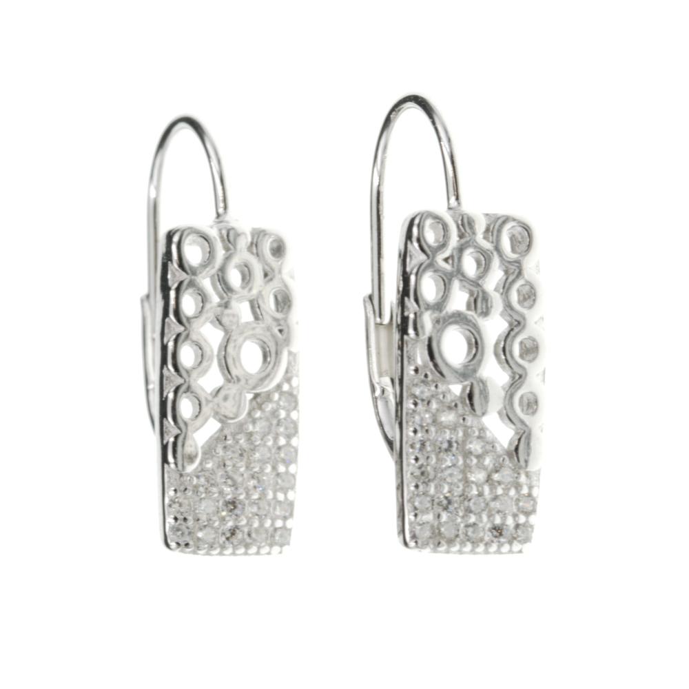 Kolczyki srebrne damskie z białymi cyrkoniami angielskie zapięcie SK14724