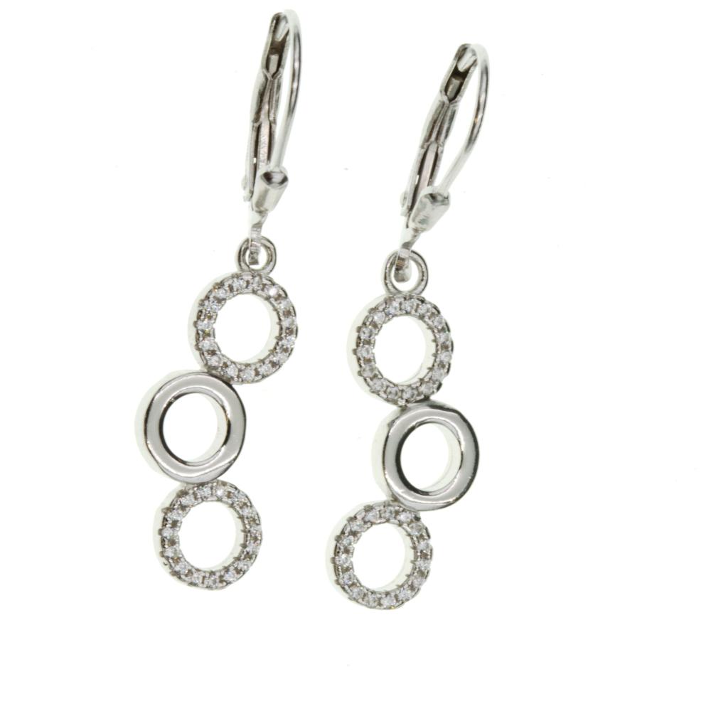 Kolczyki srebrne wiszące z kółeczkami angielskie zapięcie SK14729