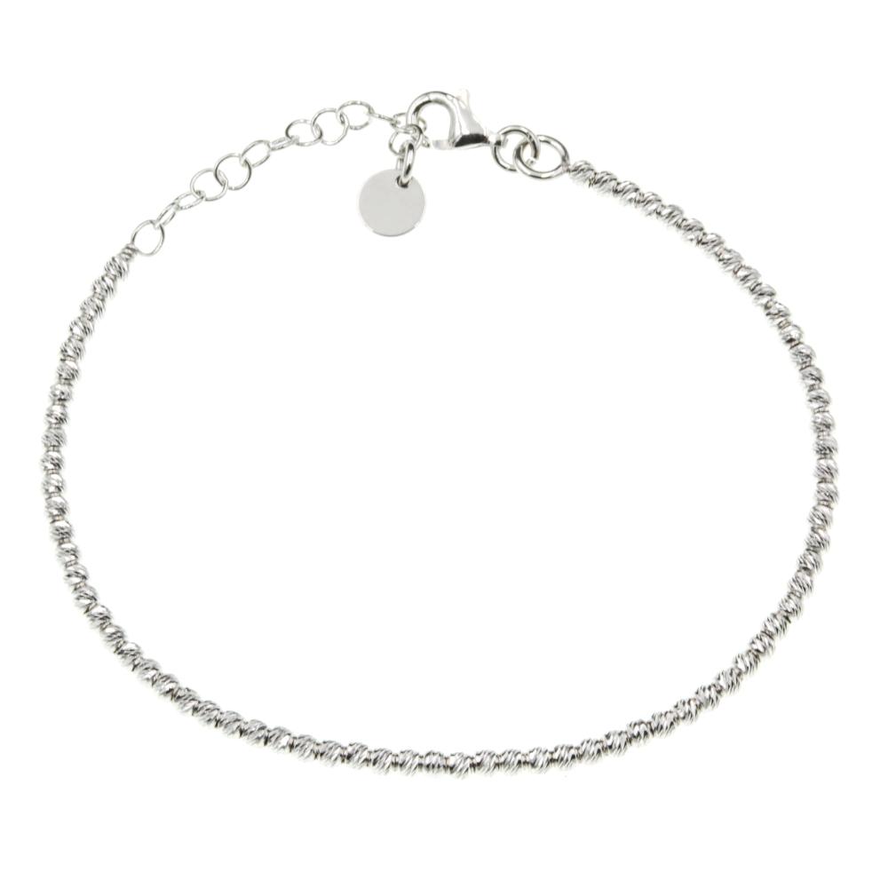 Bransoletka srebrna z koralikami diamentowanymi SB10904