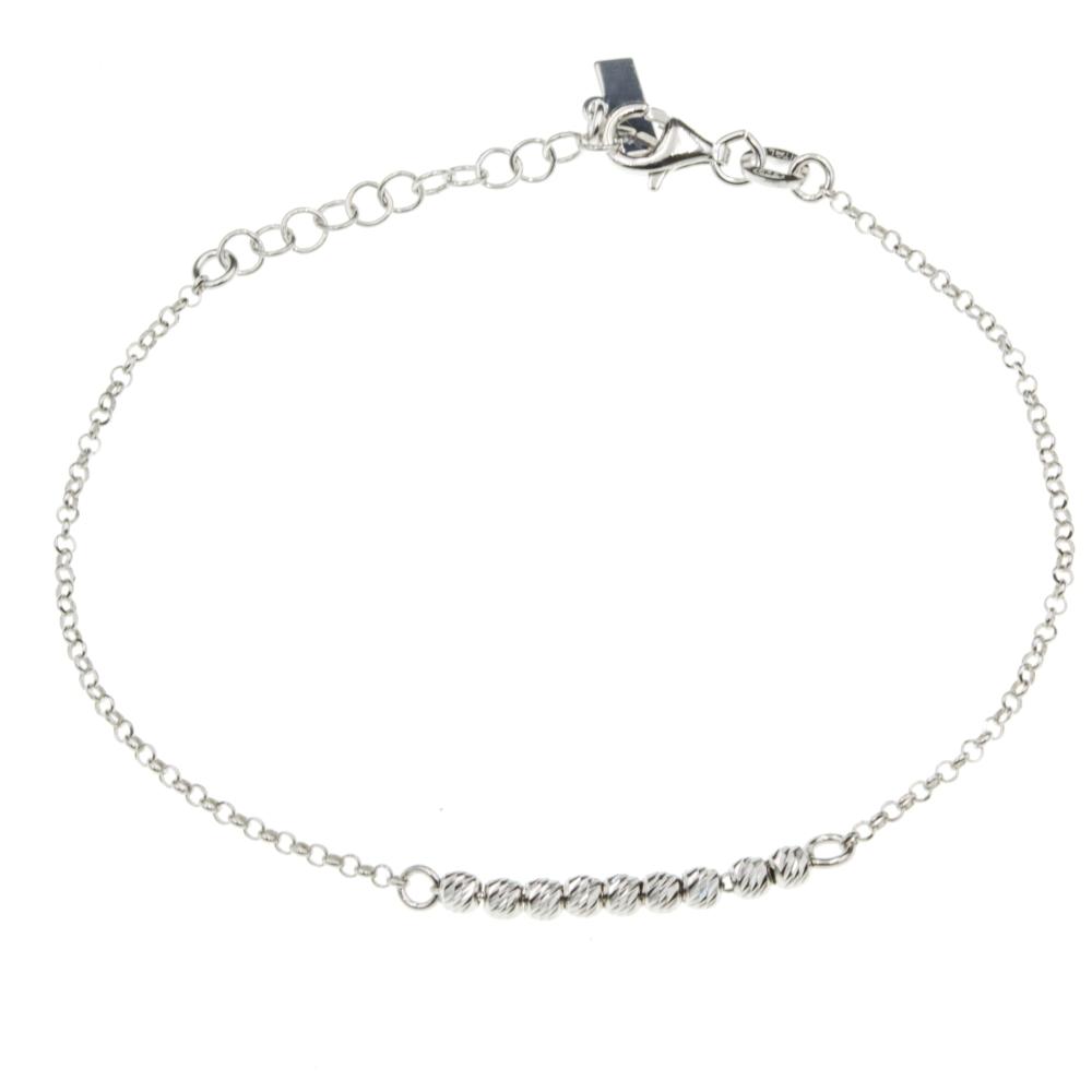 Bransoletka srebrna pr.925 z diamentowanymi kuleczkami SB10907