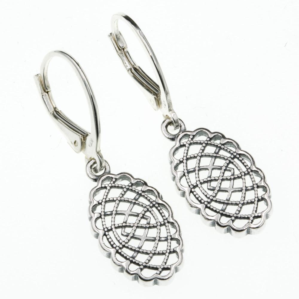 Kolczyki srebrne wiszące ażurowe oksydowane SK10852