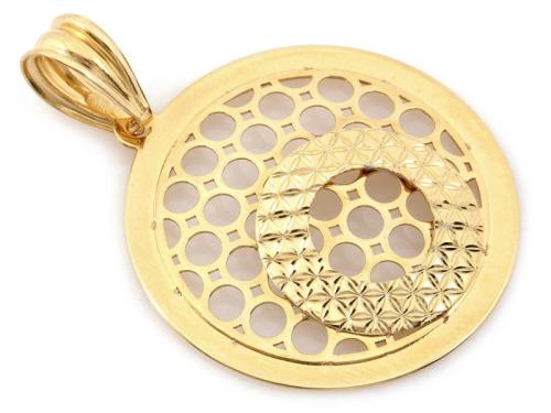 Zawieszka złota 585 14 karat okrągła ażurowa zdobiona piękna ZZ15456.jpg