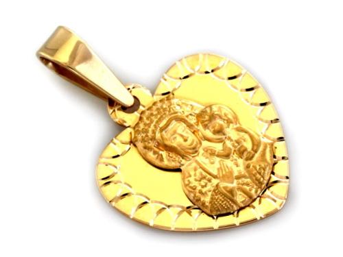 Zawieszka złota 585 14 karat serce medalik Matka Boska Częstochowska ZZ15480.jpg