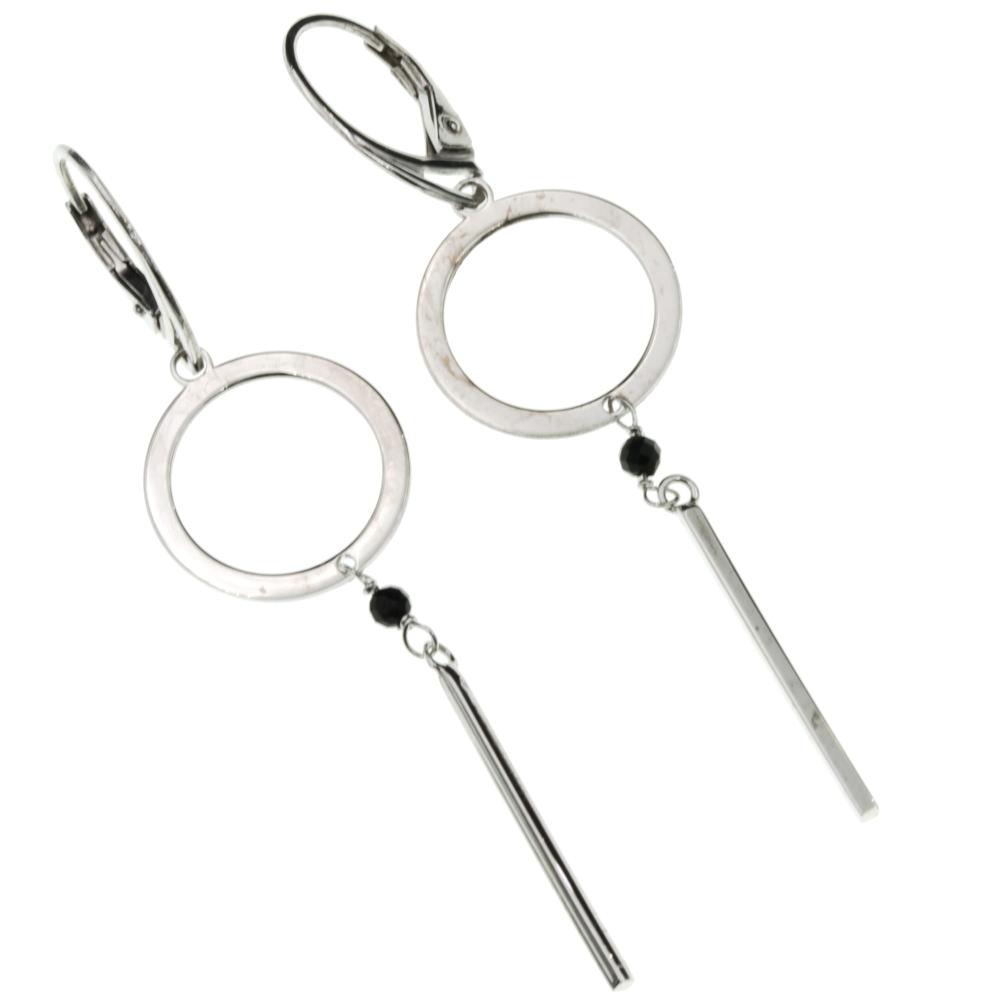 Kolczyki srebrne wiszące kółka z pałeczkami angielskie zapięcie SK14754