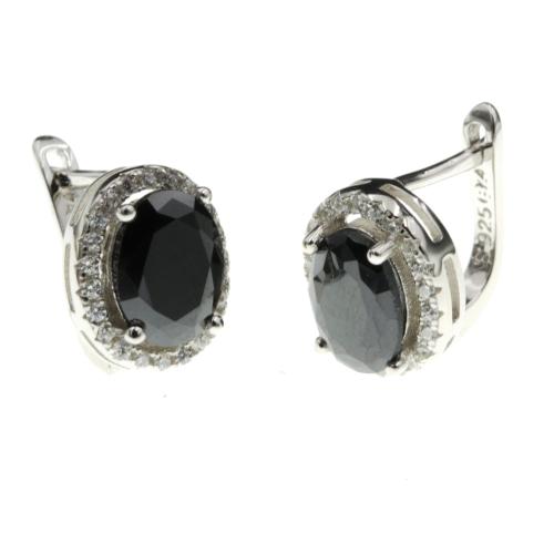 Kolczyki srebrne na angielskim zapięciu z czarną cyrkonią SK15674.jpg
